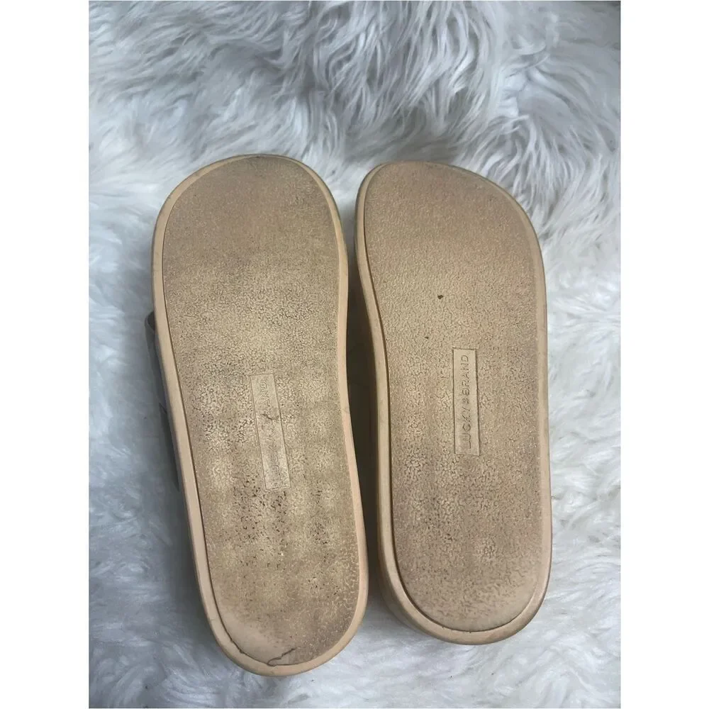 Lucky Brand Taupe Woven Platform Slide Sandals